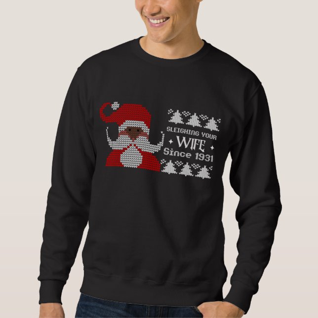 Sudadera traviesa Papá Noel agobiando a tu esposa Navidad (Anverso)
