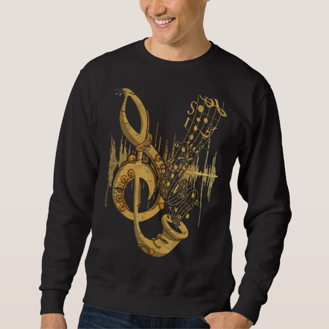 Sudadera Treble Clef Music Notes Saxophonist Jazz (Anverso)
