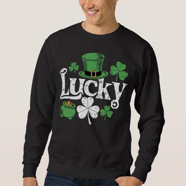 Sudadera Trébol de la Suerte Día de San Patricio Trébol de  (Anverso)