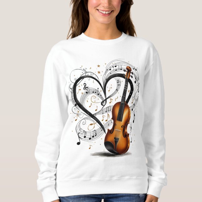 Sudadera ❤️ 💕 Trébol Musical; 🎻 Melodía 💘 Romance 🌹 🎶 (Anverso)