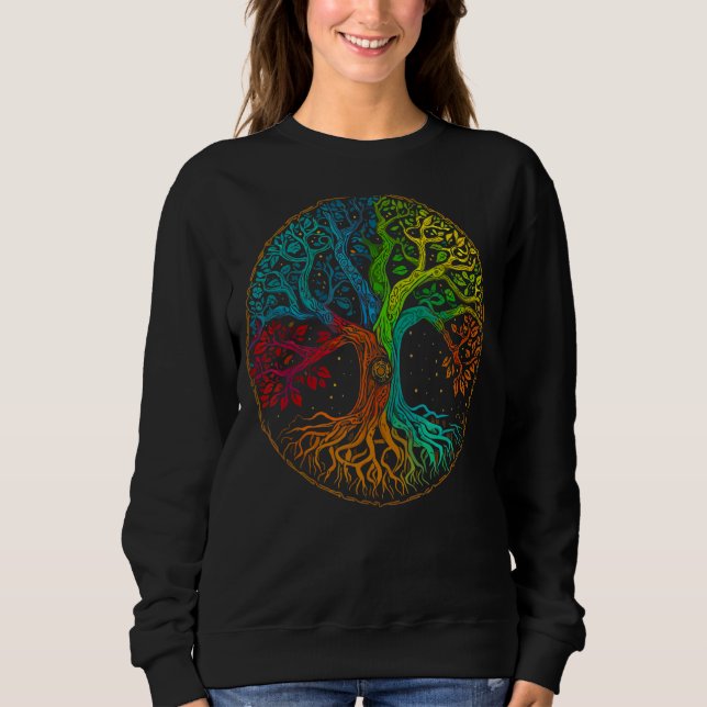 Sudadera Tree of Life Nature Art - Psychedelic Outdoor Rain (Anverso)