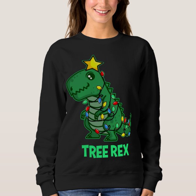 Sudadera Tree Rex Funny Cute Retro Navidades Dino (Anverso)