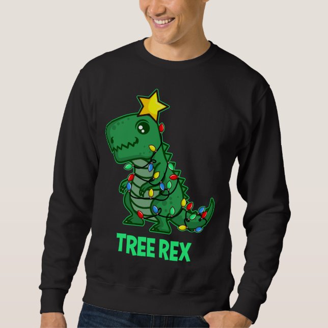 Sudadera Tree Rex Funny Cute Retro Navidades Dino (Anverso)