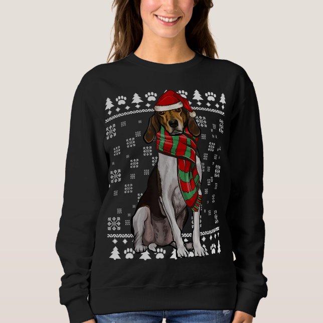 Sudadera Trek Walker Coonhound Dog Santa Hat Xmas Ugly C (Anverso)