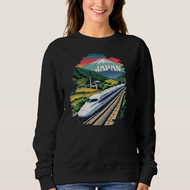 Sudadera Tren de bala japonés y el Monte Fuji (Anverso)