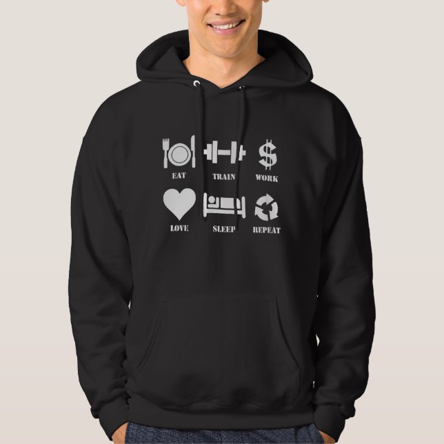Sudadera Tren de Comer Trabajo Amor Dormir Gimnasio Motivac (Anverso)