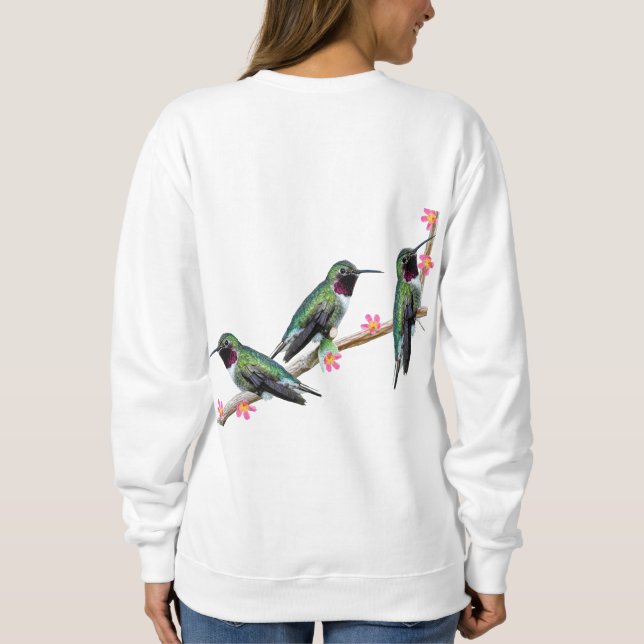 Sudadera Tres colibríes en la rama Silencio perenne (Reverso)