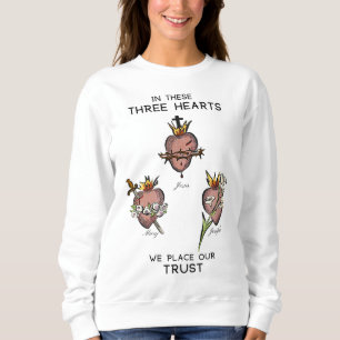 Sudadera Tres corazones sagrados de Jesús María José, JMJ,