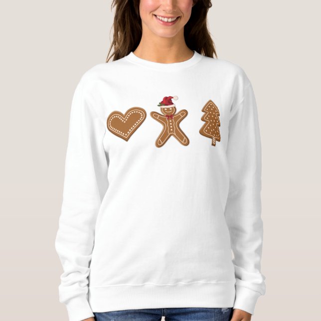 Sudadera Tres formas de galletas de jengibre de Navidad (Anverso)