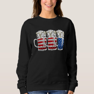 Sudadera Tres Gafas De Cerveza Azul Rojo Bandera Estadounid