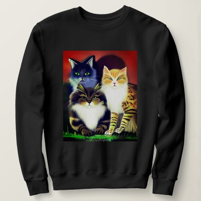 Sudadera Tres gatos con actitud (Anverso del diseño)
