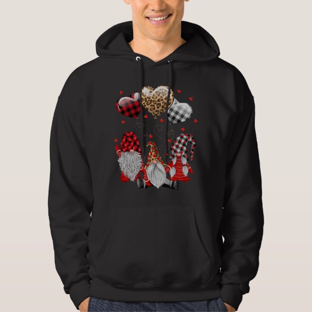 Sudadera Tres Gnomes Balloon Heart Buffalo Plaid Leopard (Anverso)
