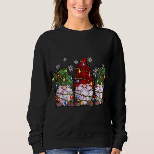 Sudadera Tres Gnomes Navidades rojos rojos rotos en búfalo