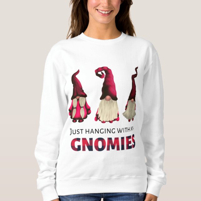 Sudadera Tres gnomos colgando con mi búfalo de Gnomies (Anverso)