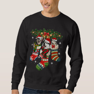 Sudadera Tres Husky En Navidades De Ganado Santa X Mas Perr
