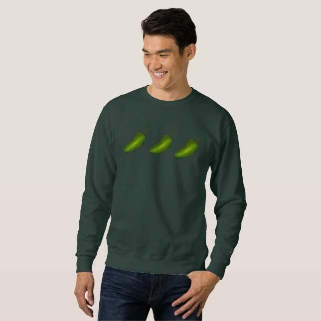 Sudadera Tres Jalapeños Verdes Jalapeno Pepper Sweatshirt (Anverso completo)