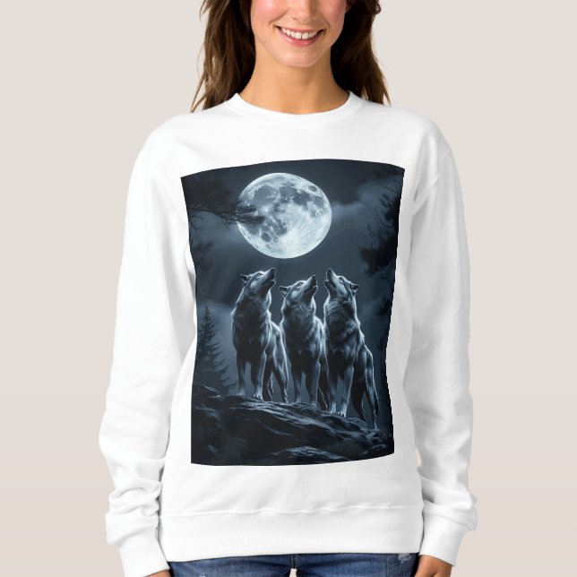 Sudadera Tres Lobos Aullando a la Luna Llena - Tres Lobos (Anverso)