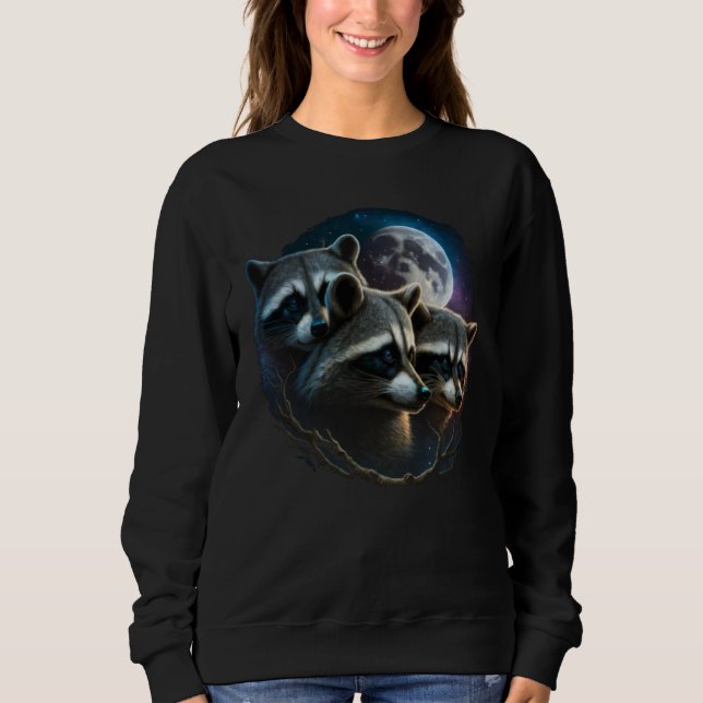 Sudadera Tres mapaches aúllan a la luna (Anverso)