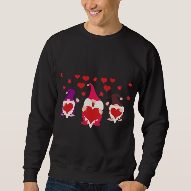 Sudadera Tres nórdicos gunómadas con corazones Valentines (Anverso)