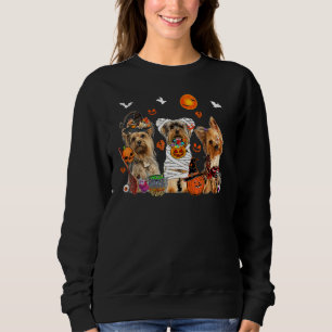 Sudadera Tres perros Yorkshire Terrier Bruja Momia Espantos