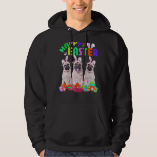 Sudadera Tres Pug con conejito Pug de Oro Feliz Pascua