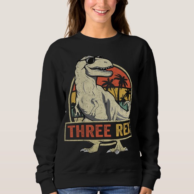 Sudadera Tres Rex tercer cumpleaños tercer dinosaurio de 3  (Anverso)