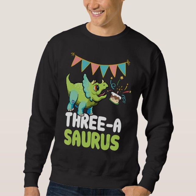 Sudadera Tres Un Saurus Dinosaur Cute Kiddo Triceratops (Anverso)