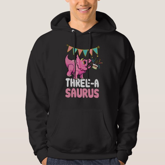Sudadera Tres Un Saurus Dinosaur Cute Kiddo Triceratops (Anverso)