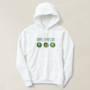 Sudadera Tres yemas blancos del Día de San Paddy
