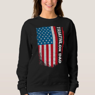 Sudadera Triathlon Dad America Us Flag Patriot Vintage