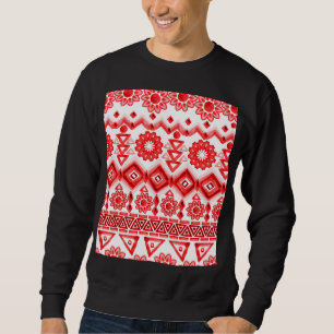 Sudadera Tribus rojas, acuarela, patrón étnico.