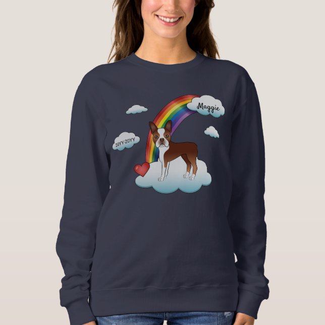 Sudadera Tributo Arcoíris al Boston Terrier Rojo y Blanco (Anverso)