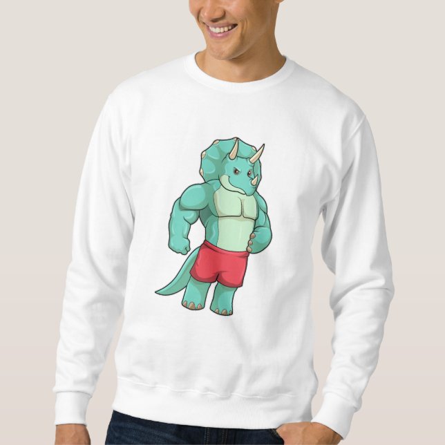 Sudadera Triceratops como culturista en Bodybuilding (Anverso)