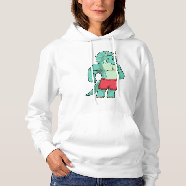 Sudadera Triceratops como culturista en Bodybuilding (Anverso)
