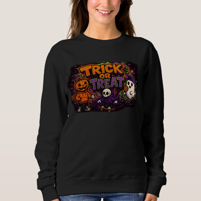 Sudadera Trick de Halloween o vestimenta de graffiti Unisex (Anverso)