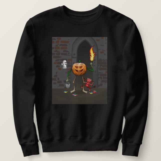 Sudadera Trick o calabaza de tratas de Halloween (Anverso del diseño)
