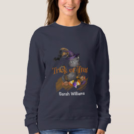 Sudadera Trick o trato de gato negro acuarela