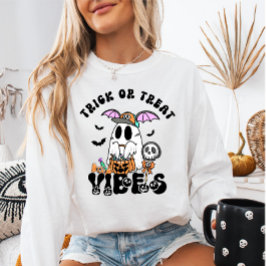 Sudadera Trick o Trek Vibes Retro Fantasma y Dulces