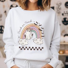 Sudadera Trick of Teach Rainbow Halloween Boo Ghost Teacher