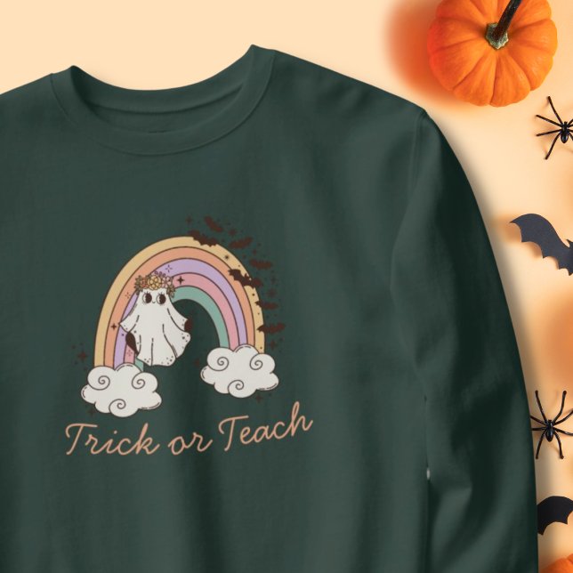 Sudadera Trick of Teach Rainbow Halloween Boo Ghost Teacher (Subido por el creador)