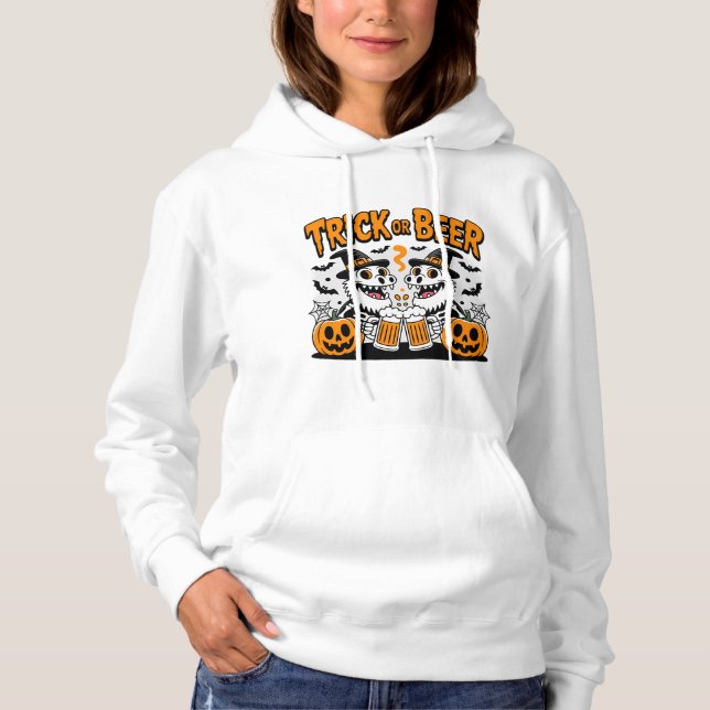 Sudadera Trick or Beer Funny Halloween Skeletart (Anverso)