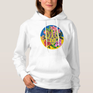 Sudadera Tridente ucraniano y bandera de Ucrania con flores