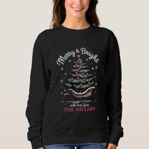 Sudadera Trineo de Navidad Personalizado Árbol Alegre y Bri