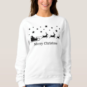 Sudadera Trineo negro de Santa Claus y ciervo & Texto Feliz