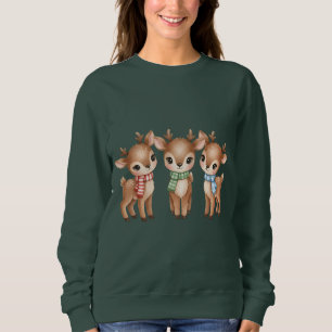 Sudadera Trío de adorables renos Navidad Familia