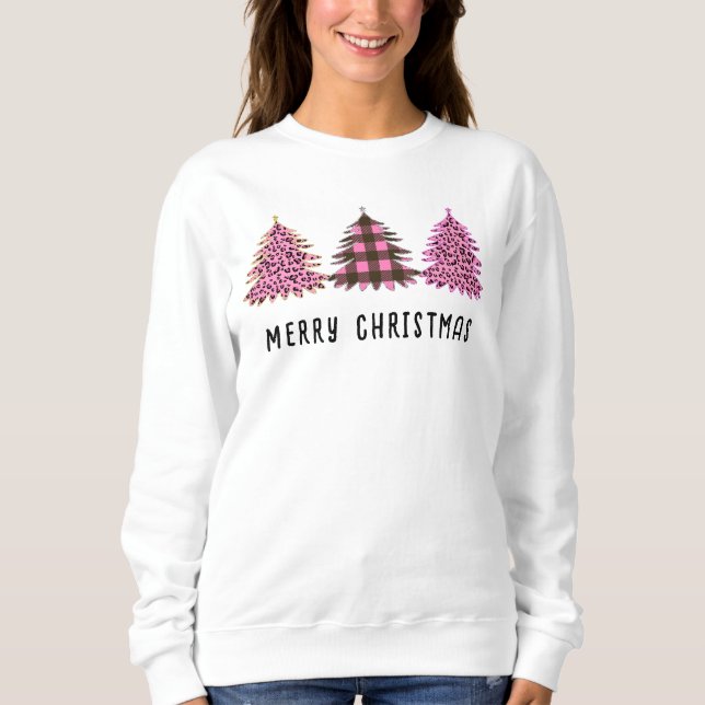 Sudadera Trío de árbol de Navidad impresión y colocación de (Anverso)