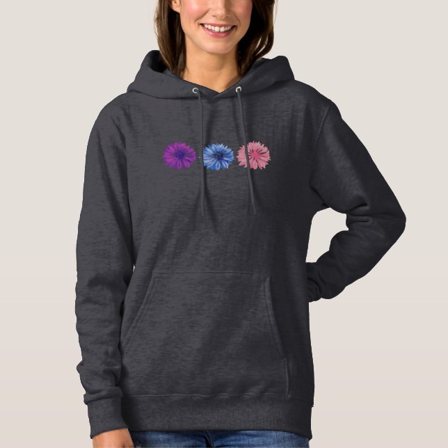 Sudadera Trío de flor de maíz morado, rosa y azul (Anverso)