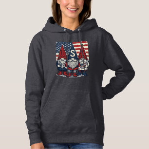 Sudadera Trío de gnomos patrióticos de EE. UU. Diseño vecto