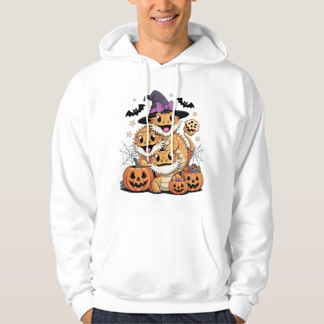 Sudadera Trío de Halloween de Dragón con barba (Anverso)