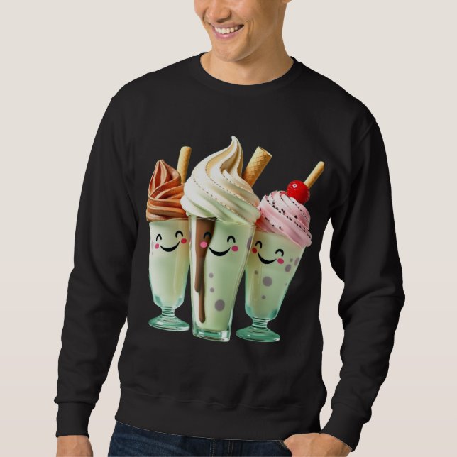 Sudadera Trío de helados Kawaii Personajes de postres lindo (Anverso)